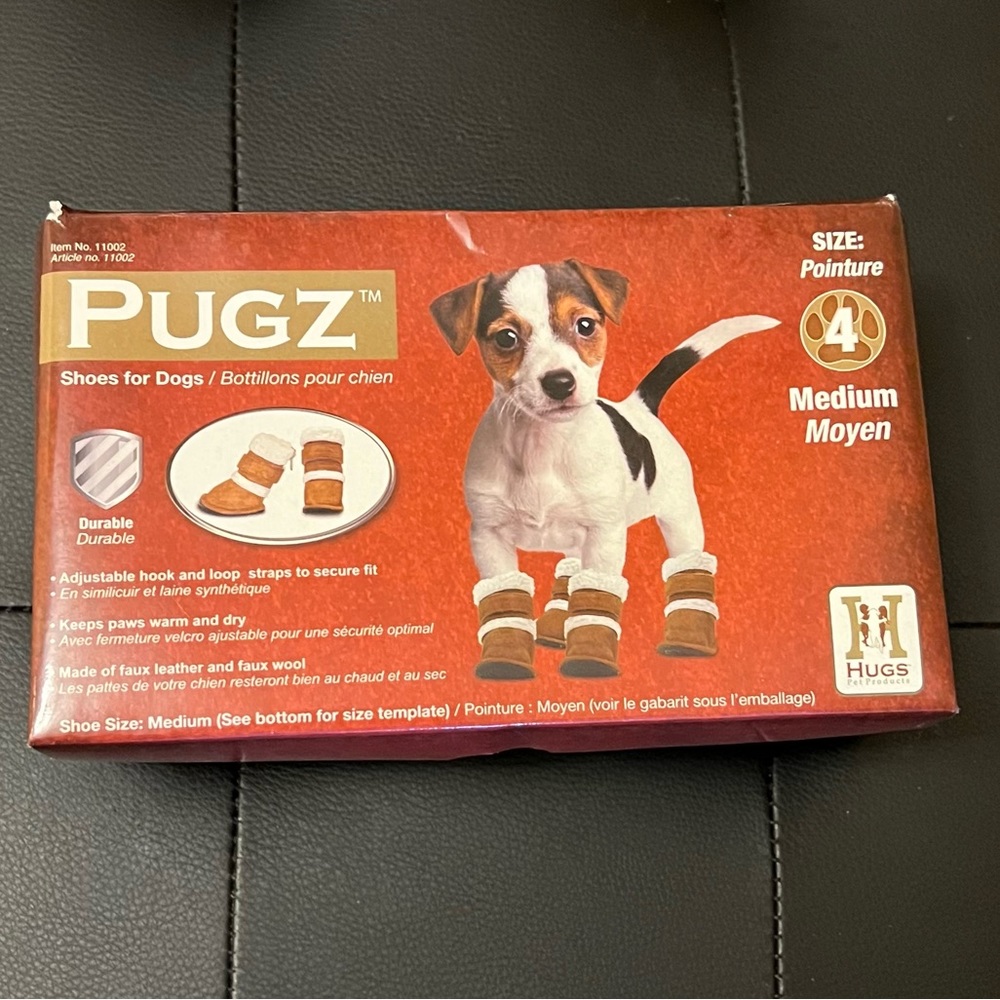 PUGZ soft dog booties -size 4 (M)